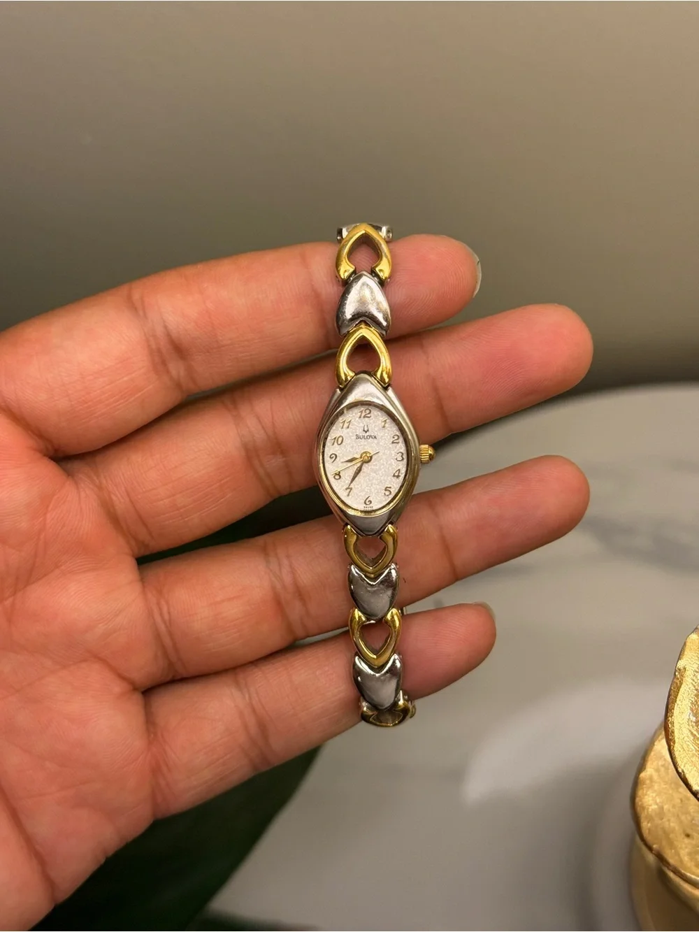 Bulova Two-Tone Women's Heart Link Watch - Silver & Gold